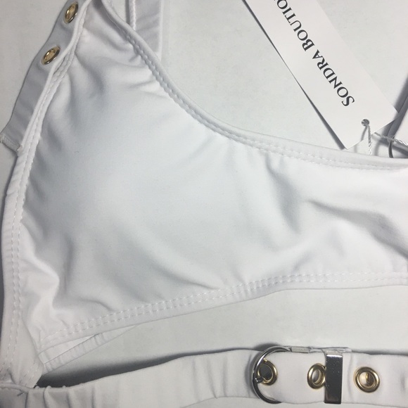 Sexy white straps buckle swimsuit bikini - Picture 3 of 4